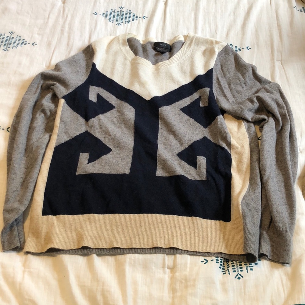 Cashmere JCrew geometric sweater